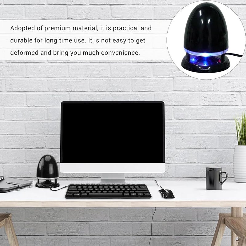 Homoyoyo Mini Speaker USB Powered with LED Light Compact Bass for Laptop Phone Black Blue - Image 5